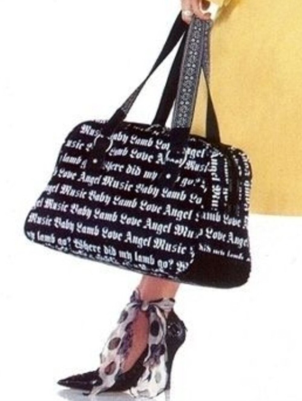 L.A.M.B. LeSportsac Gwen Stefani Black Band Bag EUC With Charm Guitar Strap